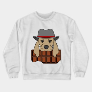 Dog with Hat and Chocolate Crewneck Sweatshirt
